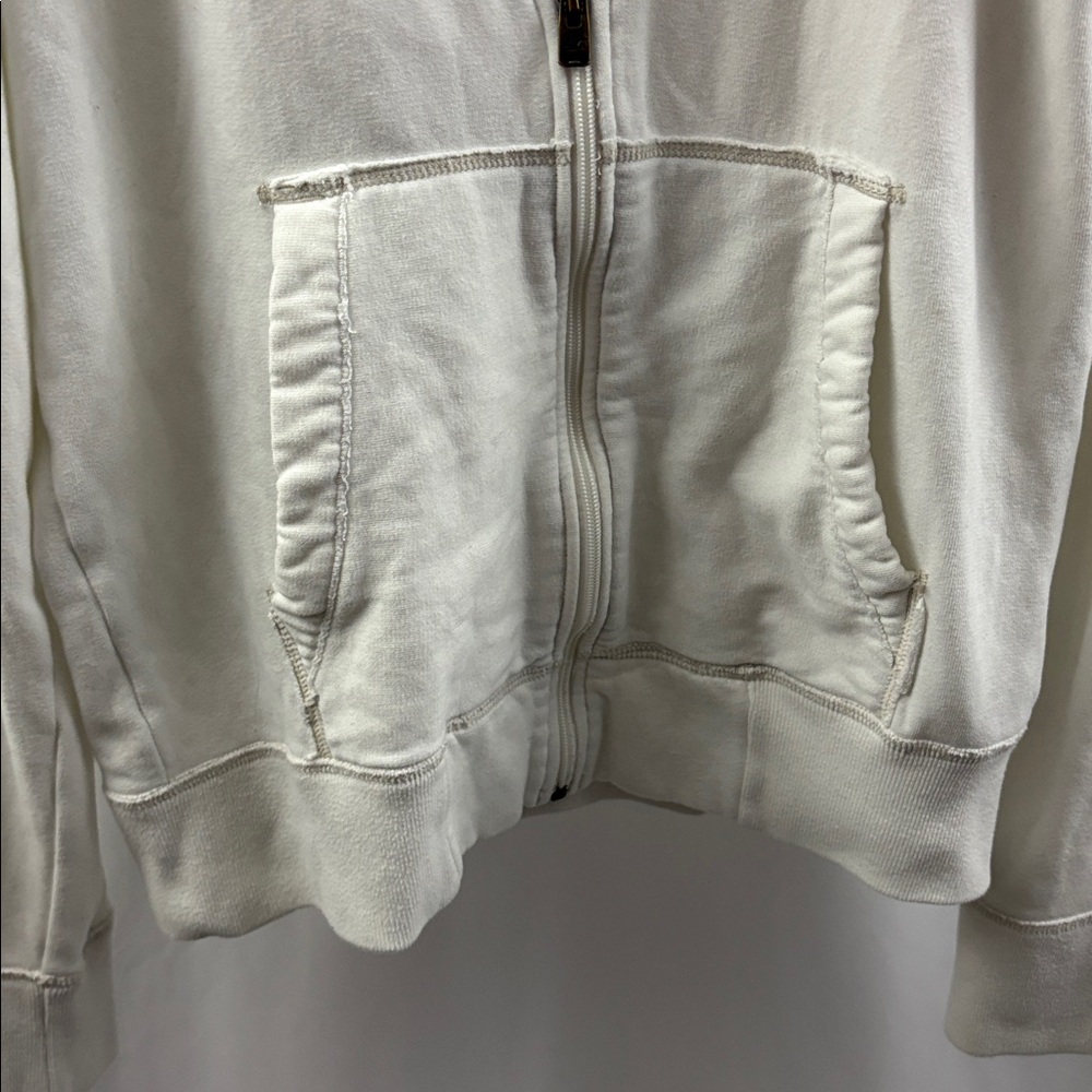 Hollister White Men's Hoodie Size Medium Fill Zip California - Picture 5 of 9